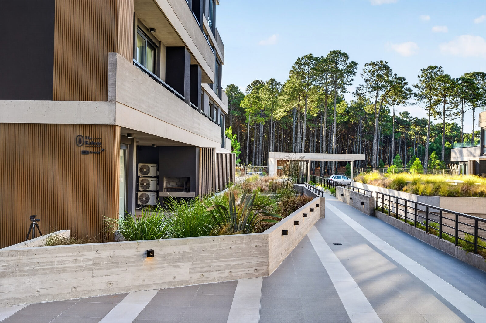 Fachada de complejo residencial, fotografía de arquitectura